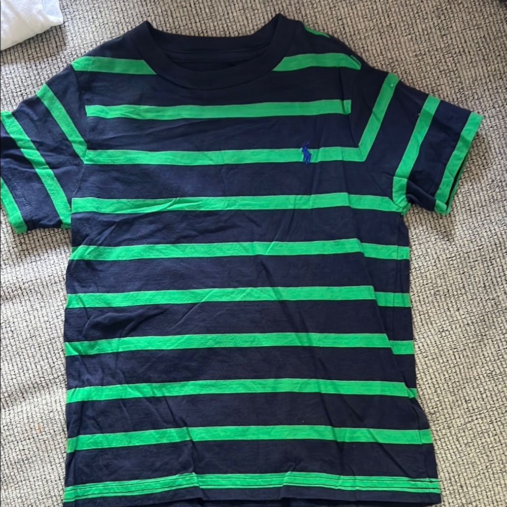 Ralph Lauren Blue and Green Striped Short Sleeve Tee
